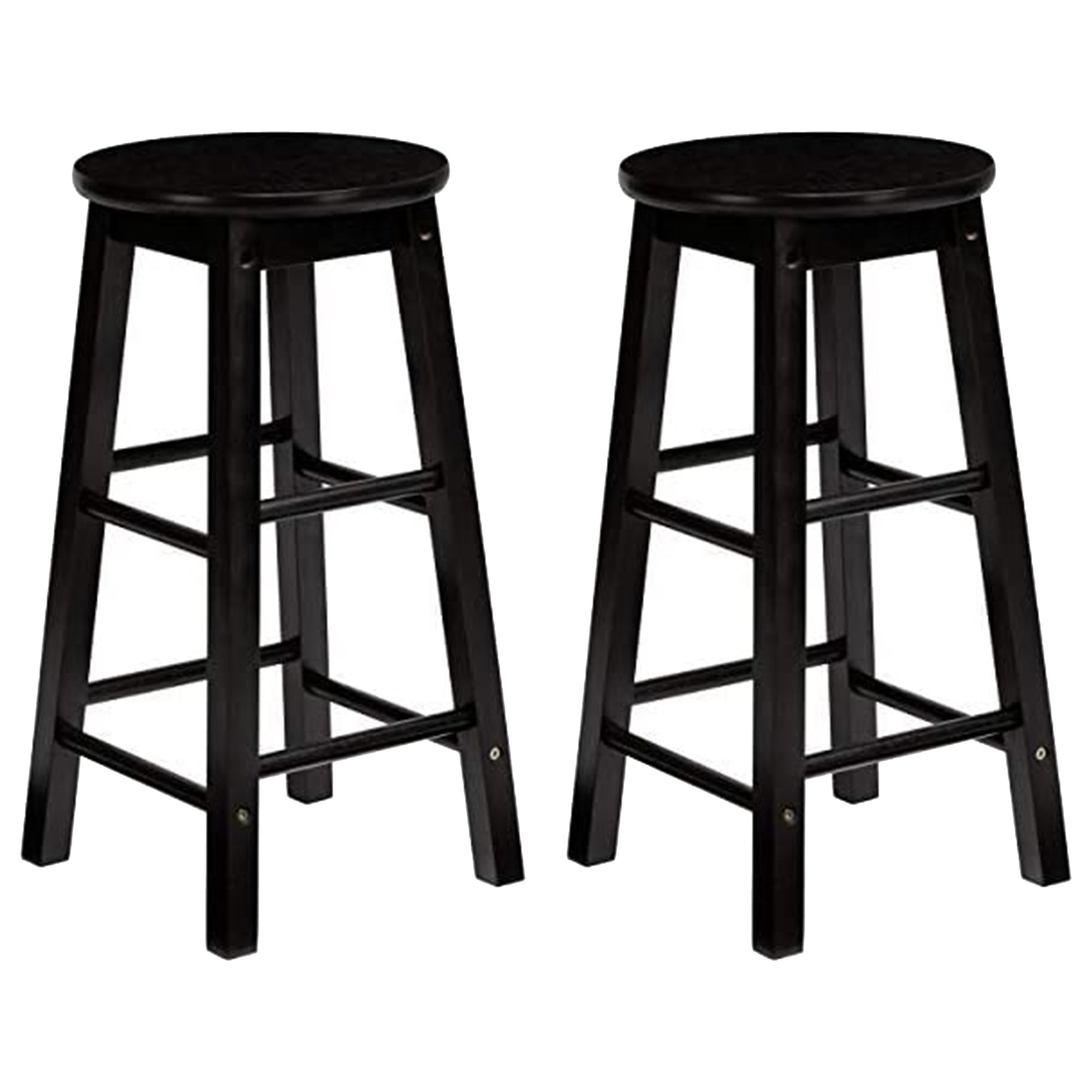 PJ Wood Classic Round Seat 29 Inch Tall Kitchen Counter Stools, Black (Set of 8) - VMInnovations
