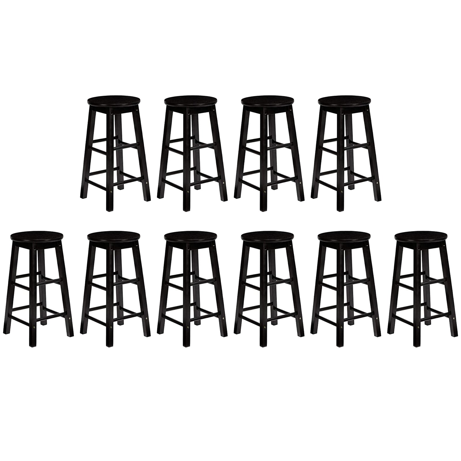 PJ Wood Classic Round Seat 29" Tall Kitchen Counter Stools, Black (Set of 10) - VMInnovations