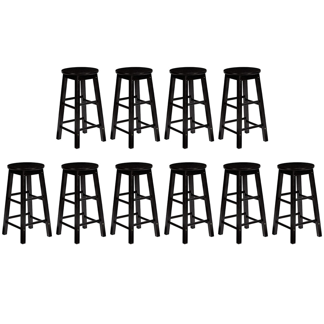 PJ Wood Classic Round Seat 29" Tall Kitchen Counter Stools, Black (Set of 10) - VMInnovations