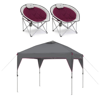 CORE Set of 2 Padded Round Folding Chair w/Instant Canopy 10x10' Pop Up Tent