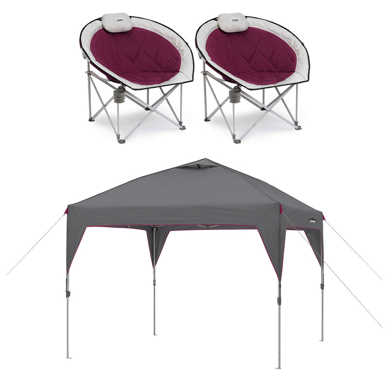 CORE Set of 2 Padded Round Folding Chair w/Instant Canopy 10x10&