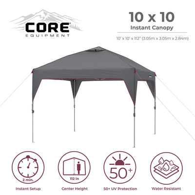 CORE Set of 2 Padded Round Folding Chair w/Instant Canopy 10x10' Pop Up Tent