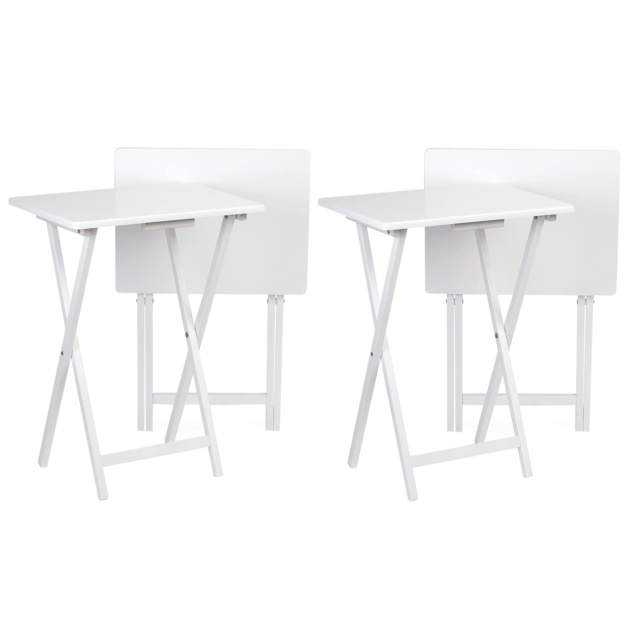 PJ Wood Portable Folding TV Snack Tray Table Desk Stand, White (4 Piece Set) - VMInnovations