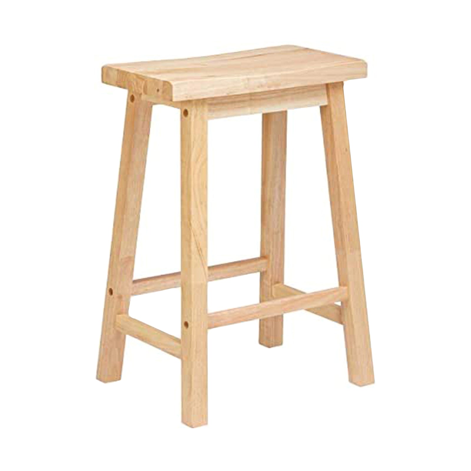 PJ Wood Classic 24 Inch Saddle Seat Kitchen Bar Counter Stool, Natural (2 Pack) - VMInnovations