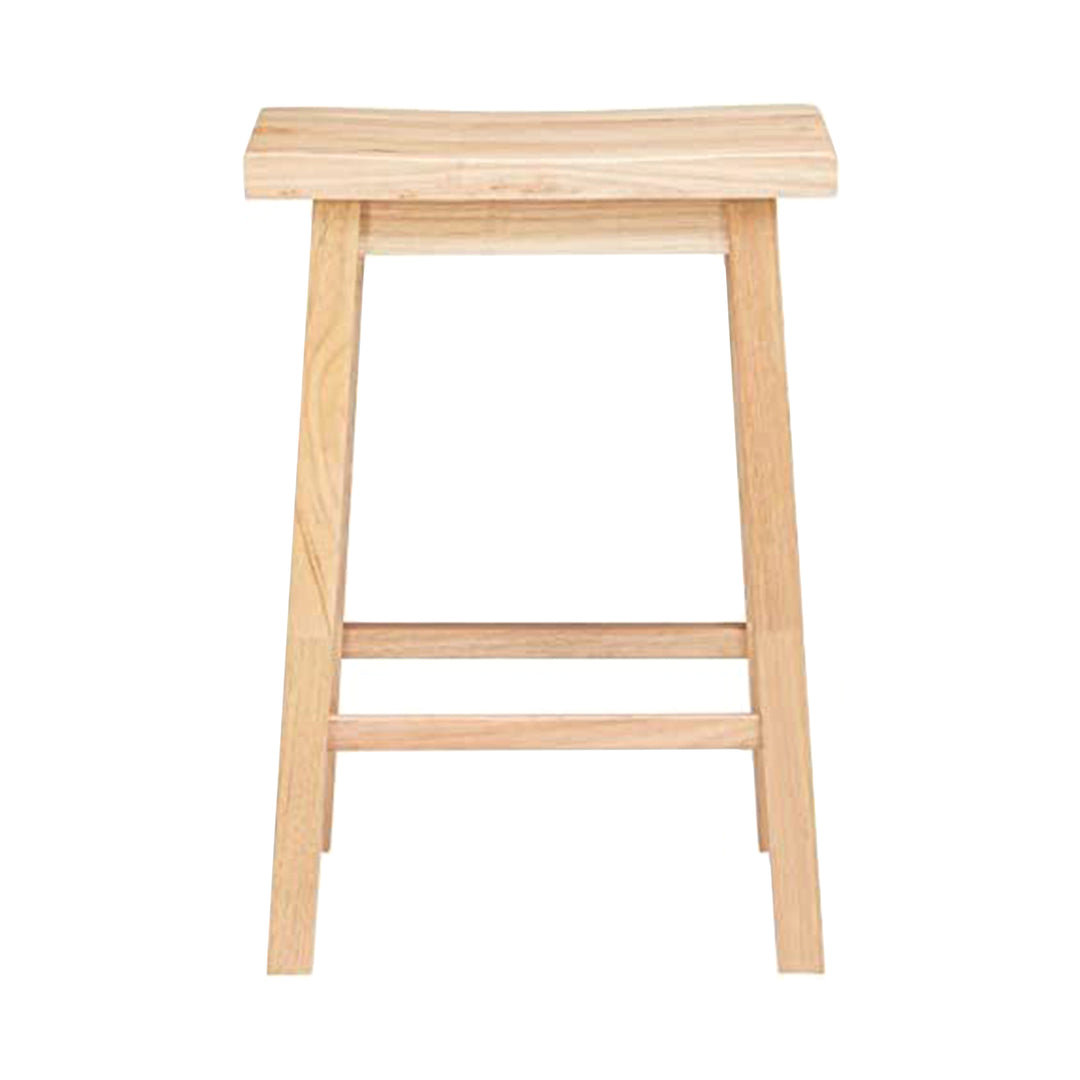 PJ Wood Classic 24 Inch Saddle Seat Kitchen Bar Counter Stool, Natural (2 Pack) - VMInnovations