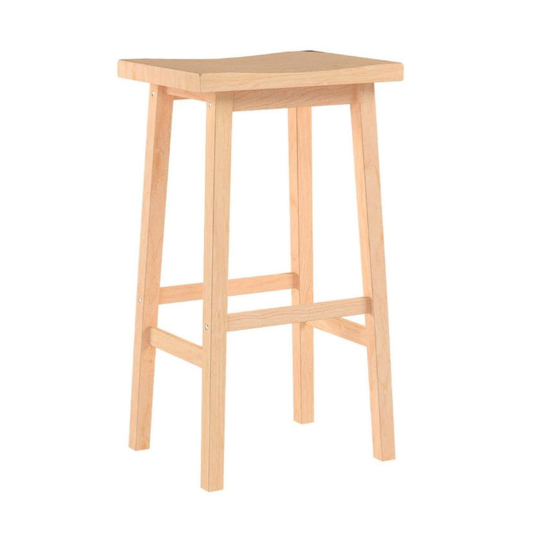 PJ Wood Classic 24 Inch Saddle Seat Kitchen Bar Counter Stool, Natural (2 Pack) - VMInnovations