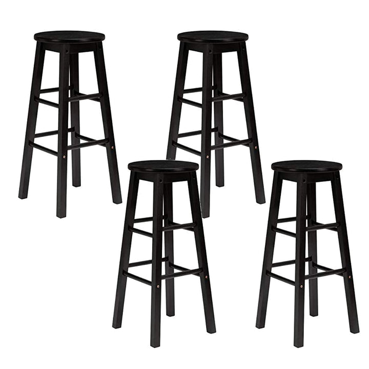 PJ Wood Classic Round Seat 24 Inch Kitchen and Counter Stools, Black (4 Pack) - VMInnovations