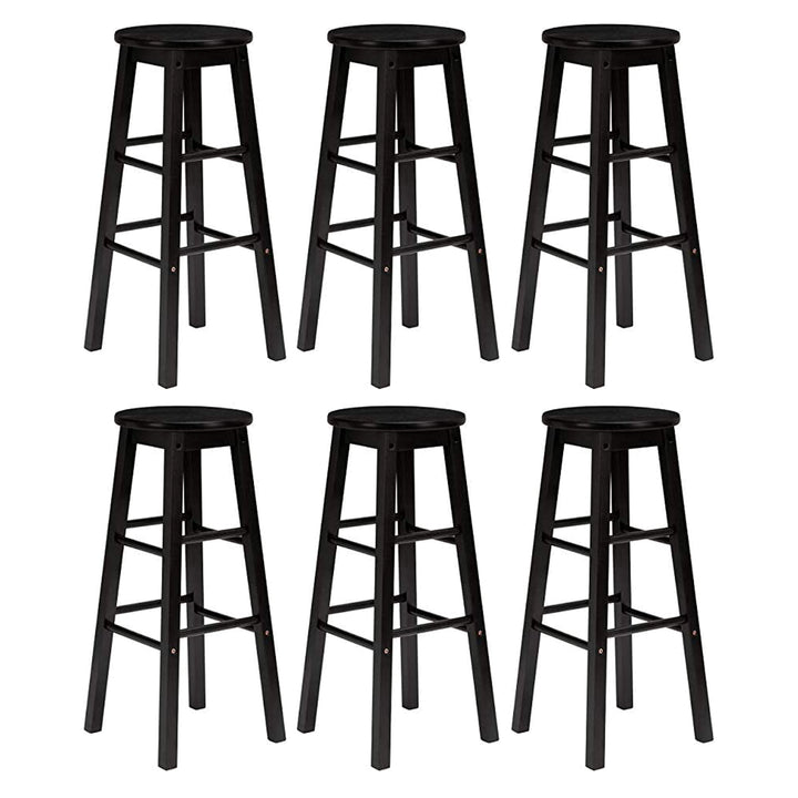 PJ Wood Classic Round Seat 24 Inch Kitchen and Counter Stools, Black (6 Pack) - VMInnovations