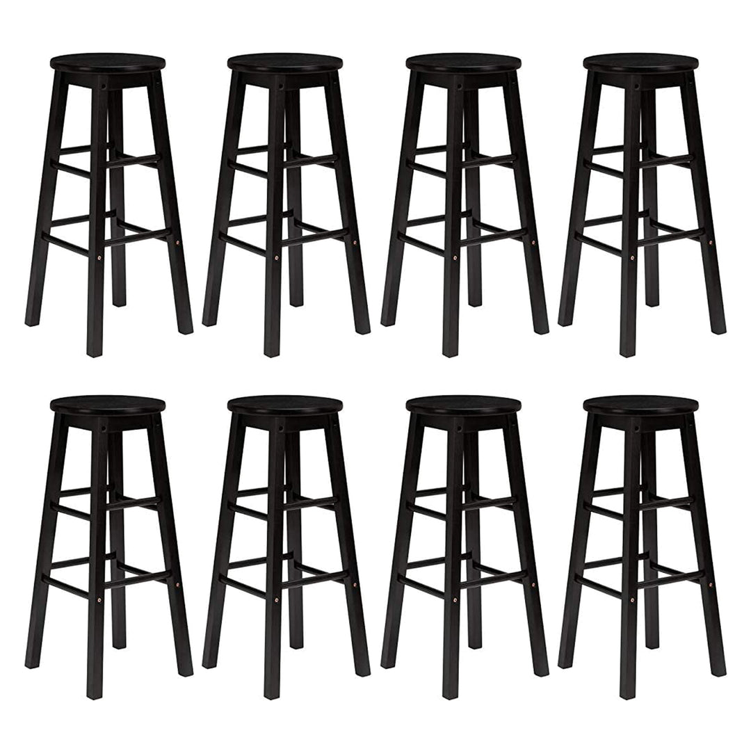 PJ Wood Classic Round Seat 24 Inch Kitchen and Counter Stools, Black (8 Pack) - VMInnovations