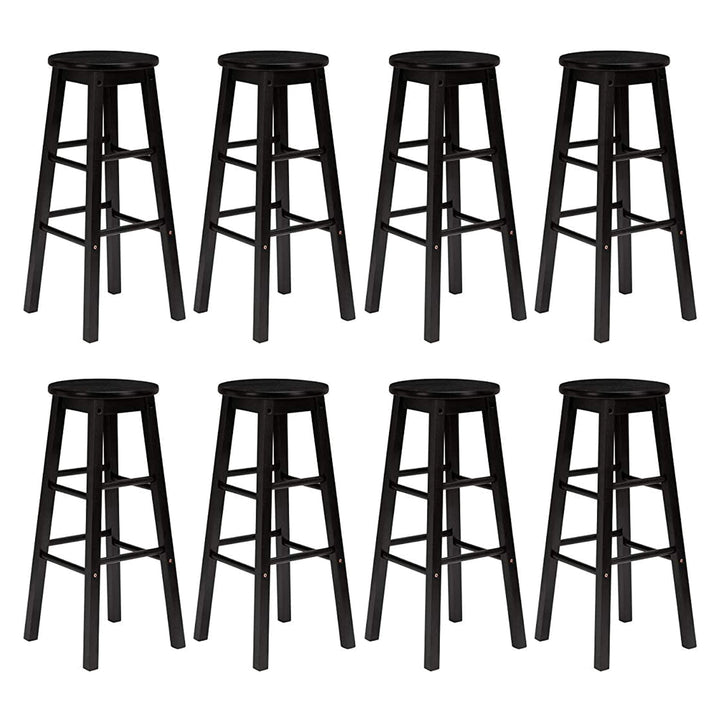 PJ Wood Classic Round Seat 24 Inch Kitchen and Counter Stools, Black (8 Pack) - VMInnovations