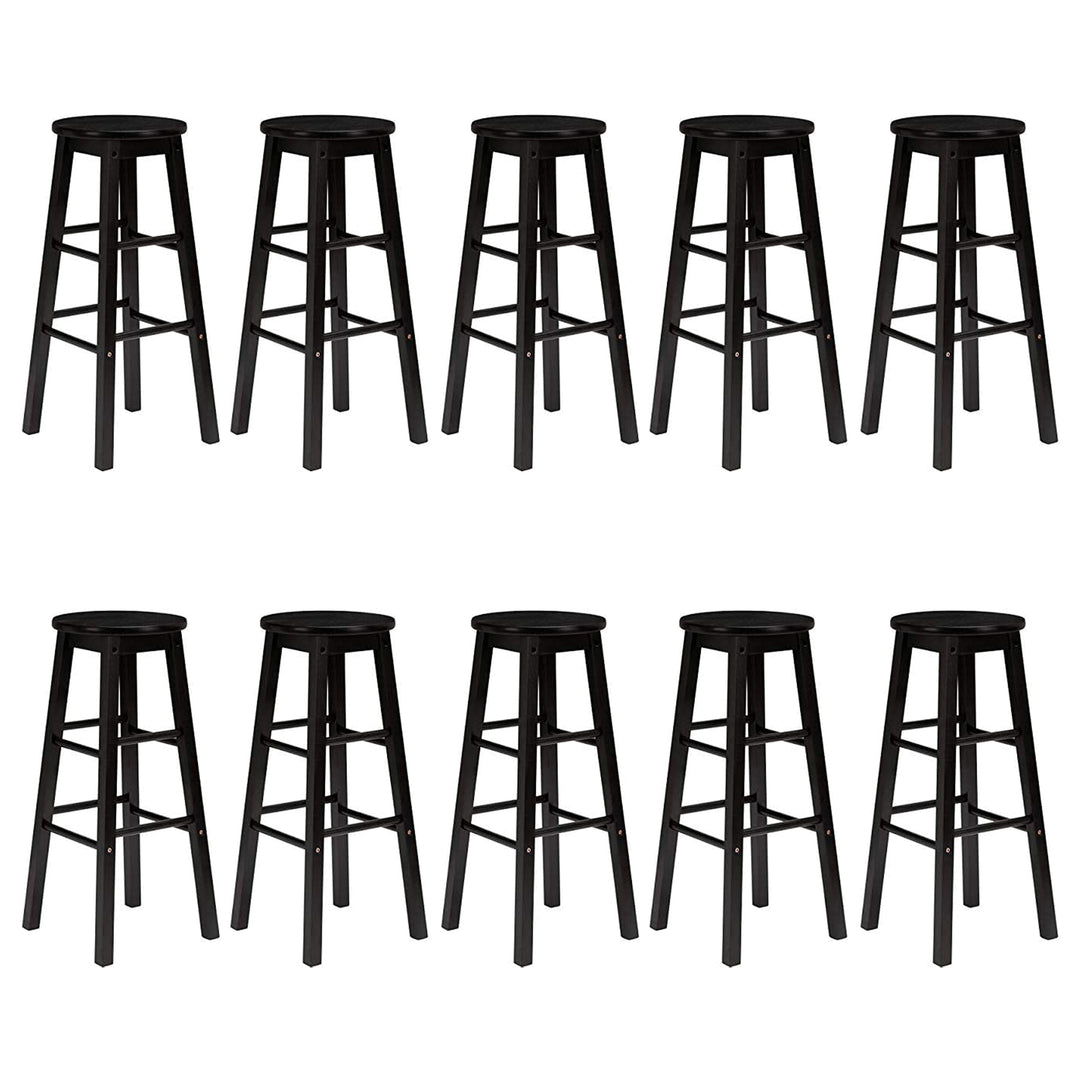 PJ Wood Classic Round Seat 24 Inch Kitchen and Counter Stools, Black (10 Pack) - VMInnovations