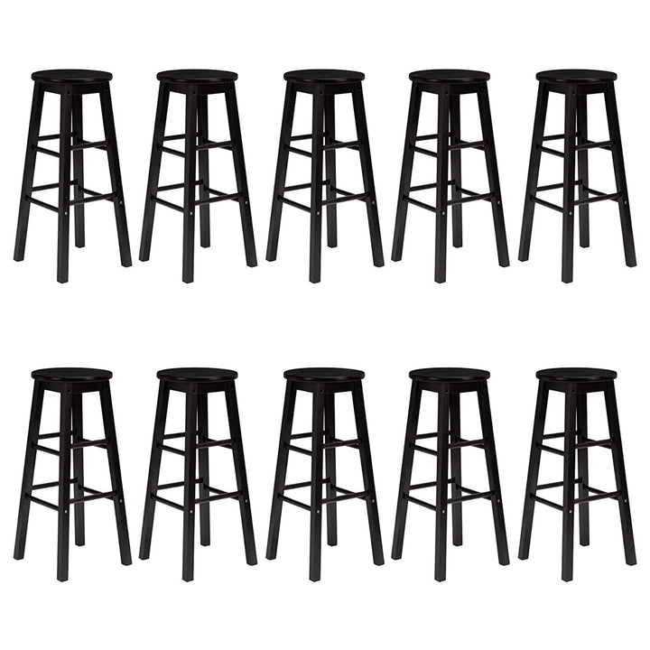 PJ Wood Classic Round Seat 24 Inch Kitchen and Counter Stools, Black (10 Pack) - VMInnovations