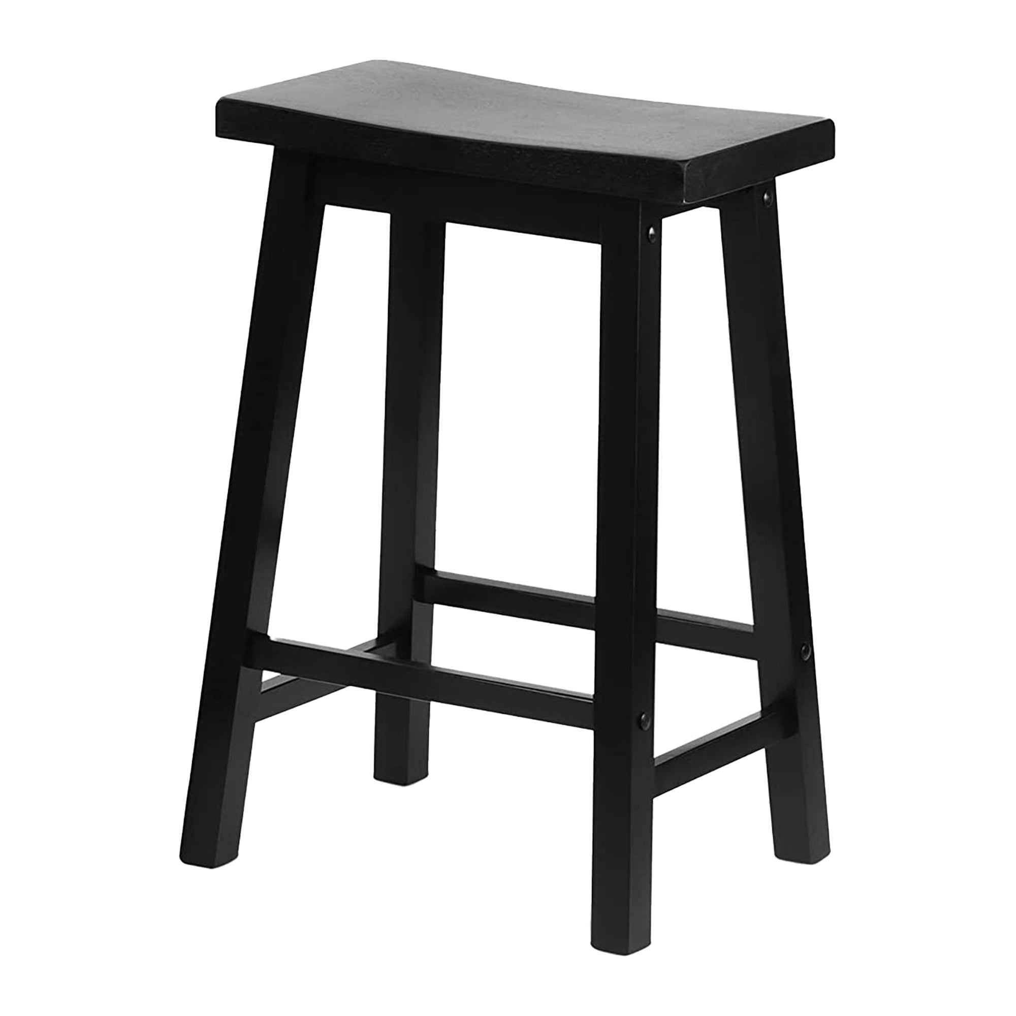 PJ Wood Classic Saddle Seat 24" Tall Kitchen Counter Stools, Black (Set of 4) - VMInnovations