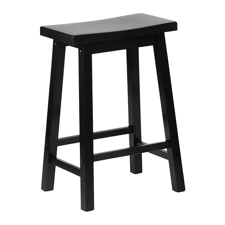 PJ Wood Classic Saddle Seat 24" Tall Kitchen Counter Stools, Black (Set of 6) - VMInnovations