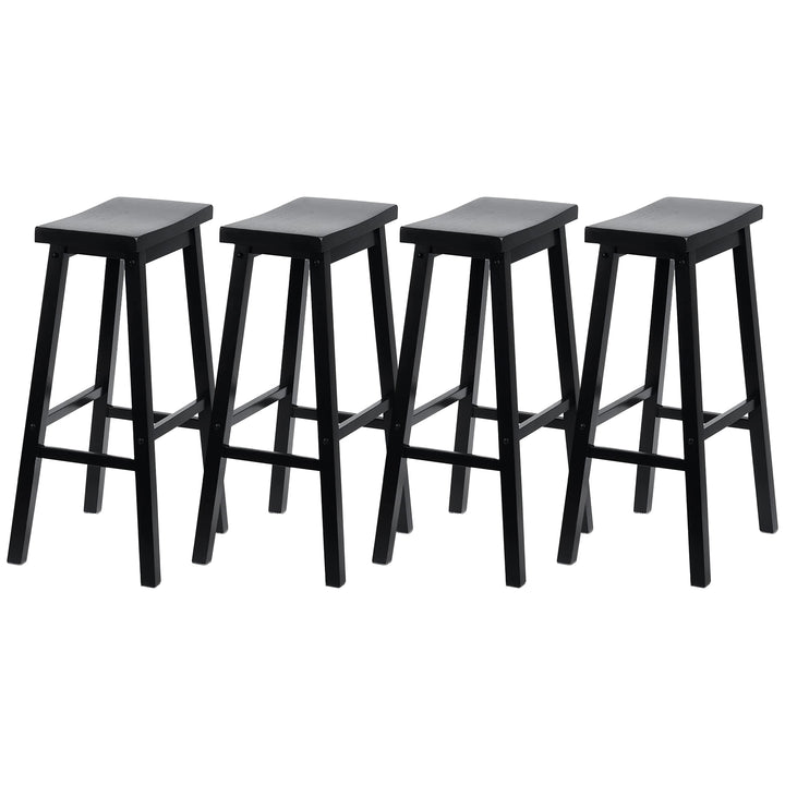 PJ Wood Classic Saddle Seat 29 Inch Tall Kitchen Counter Stools, Black (4 Pack) - VMInnovations