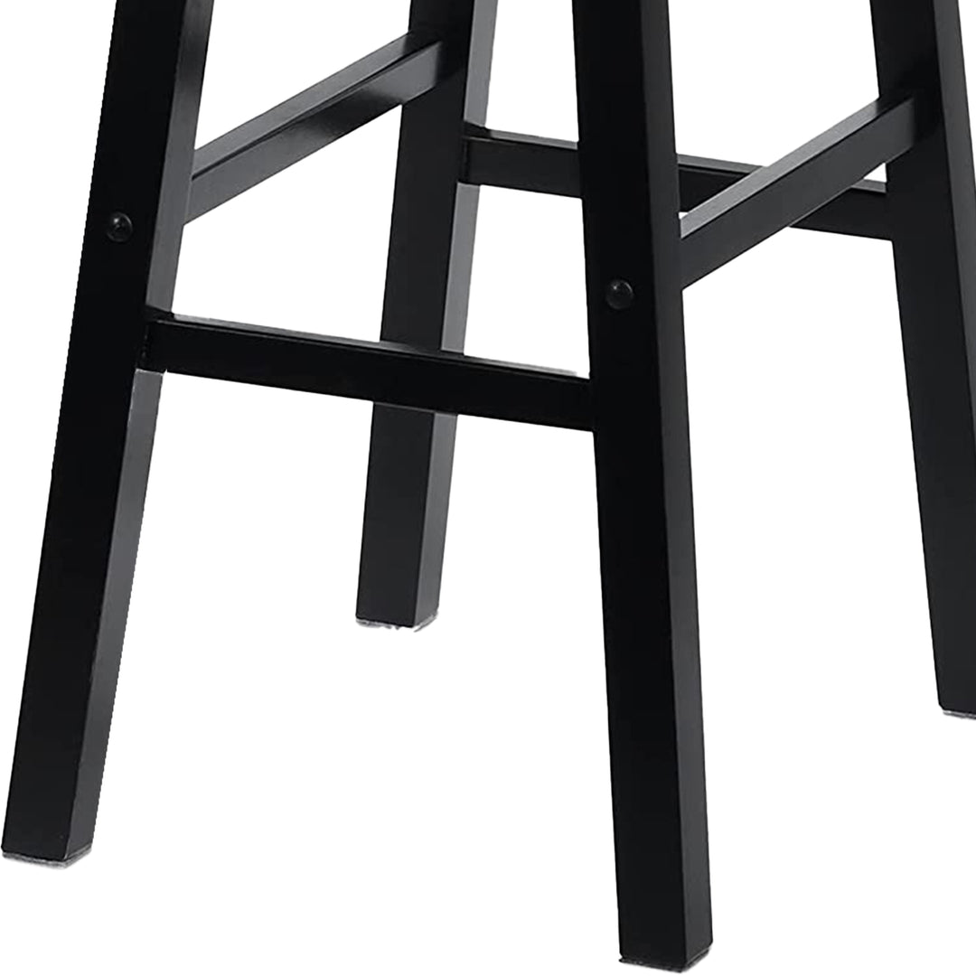 PJ Wood Classic Saddle Seat 29 Inch Tall Kitchen Counter Stools, Black (4 Pack) - VMInnovations