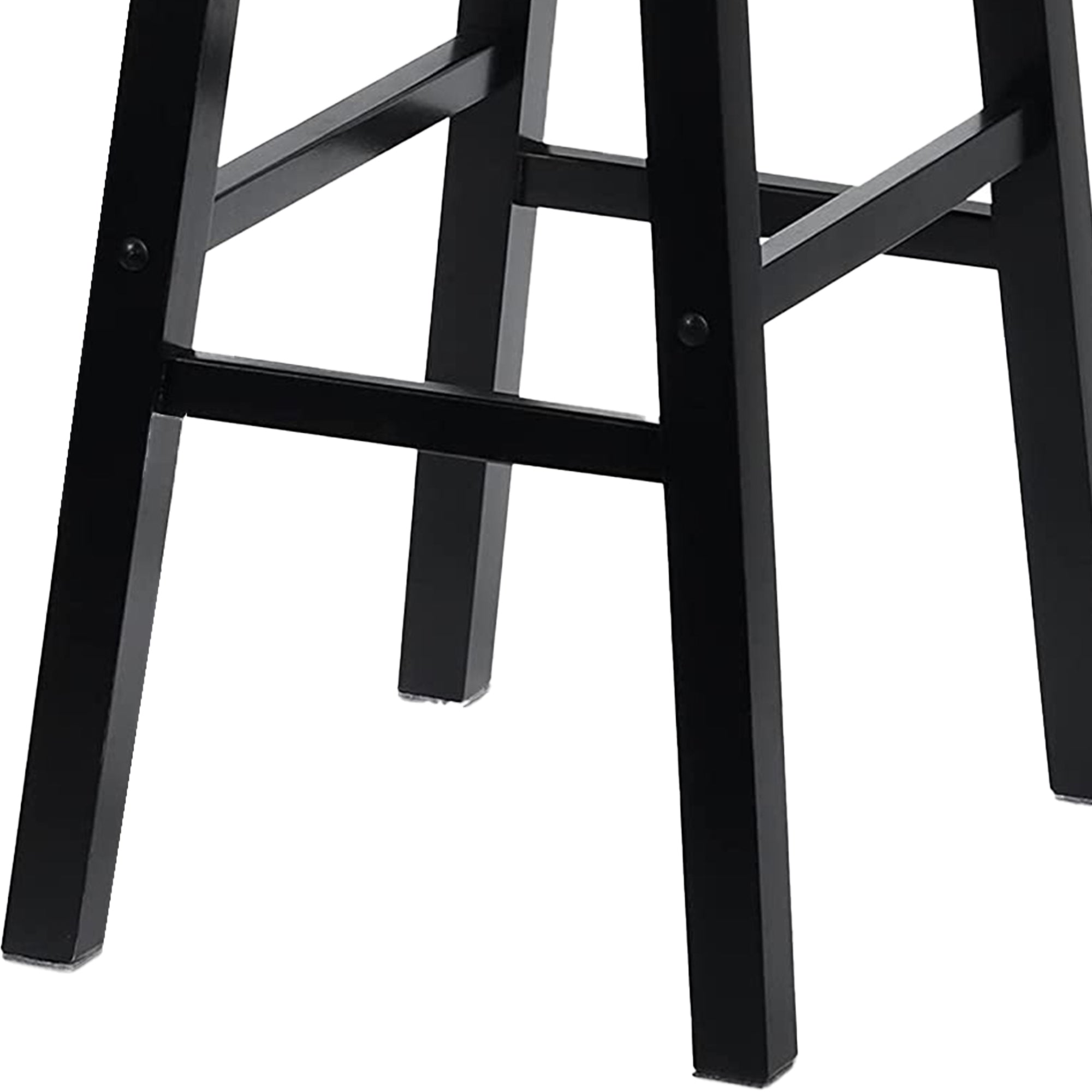 PJ Wood Classic Saddle Seat 29 Inch Tall Kitchen Counter Stools, Black (4 Pack) - VMInnovations