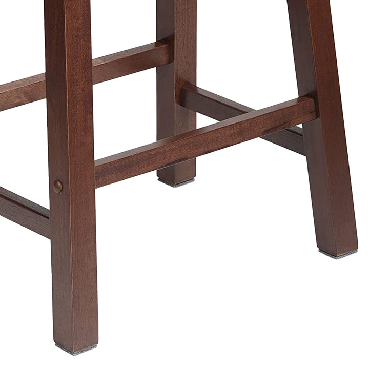 PJ Wood Classic Saddle Seat 24 Inch Kitchen Bar Counter Stool, Walnut (3 Pack) - VMInnovations