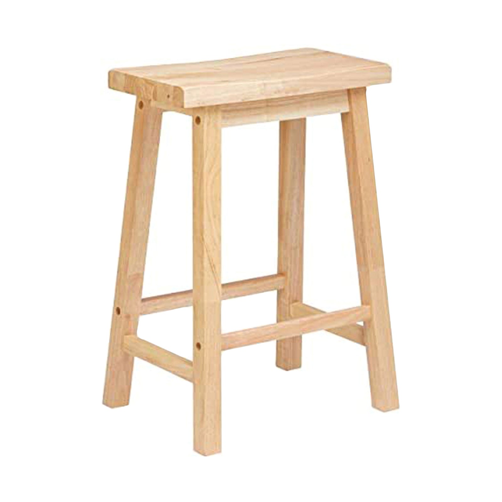 PJ Wood Classic 24 Inch Saddle Seat Kitchen Bar Counter Stool, Natural (4 Pack) - VMInnovations