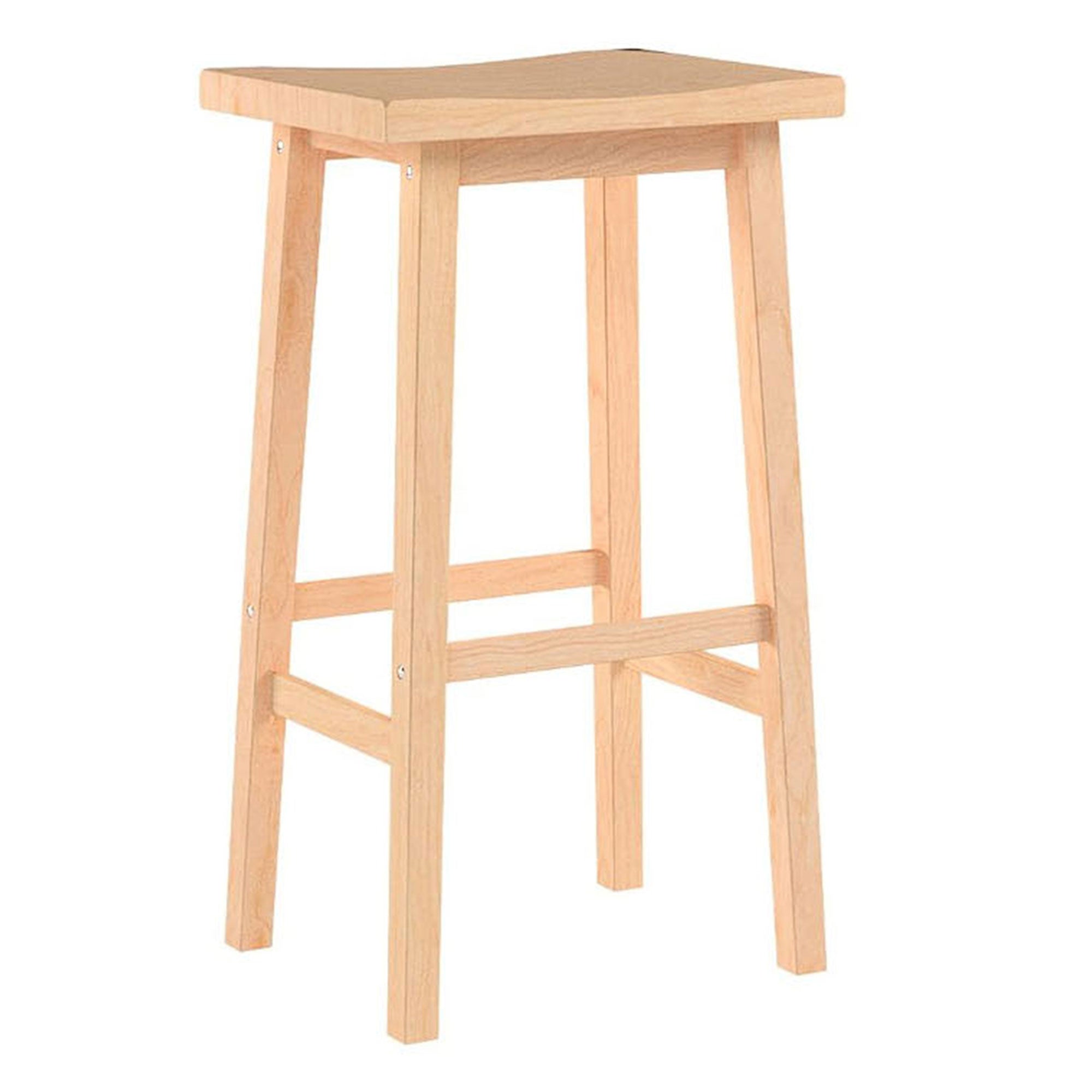 PJ Wood Classic 24 Inch Saddle Seat Kitchen Bar Counter Stool, Natural (4 Pack) - VMInnovations