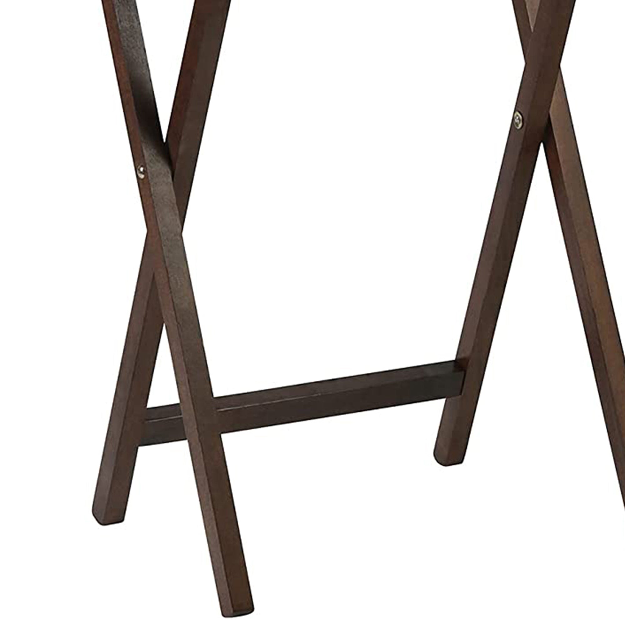 PJ Wood Folding TV Tray Tables with Compact Storage Rack, Walnut (10 Piece Set) - VMInnovations