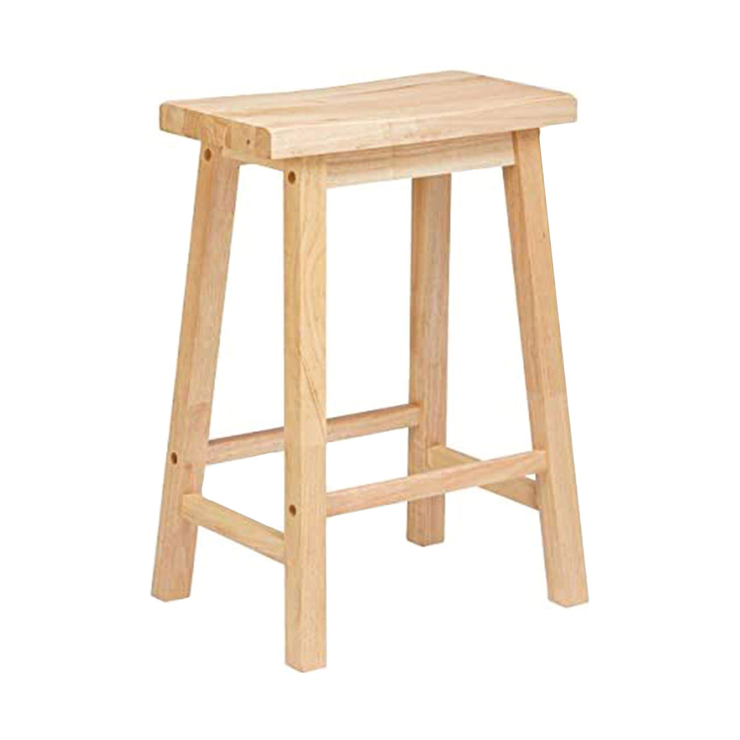 PJ Wood Classic 24 Inch Saddle Seat Kitchen Bar Counter Stool, Natural (5 Pack) - VMInnovations