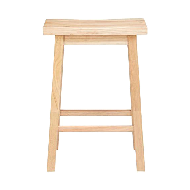 PJ Wood Classic 24 Inch Saddle Seat Kitchen Bar Counter Stool, Natural (5 Pack) - VMInnovations