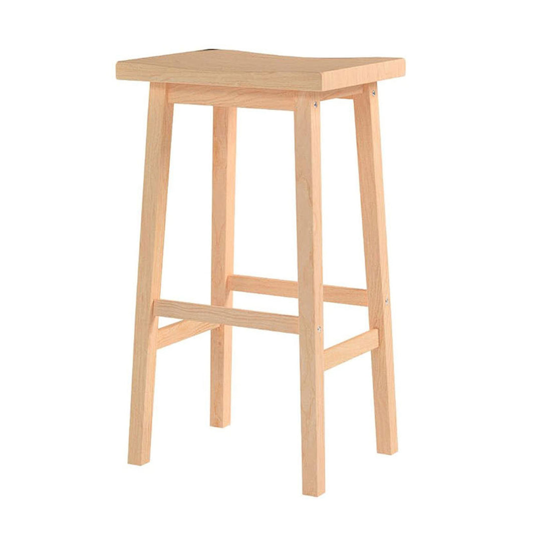 PJ Wood Classic 24 Inch Saddle Seat Kitchen Bar Counter Stool, Natural (5 Pack) - VMInnovations