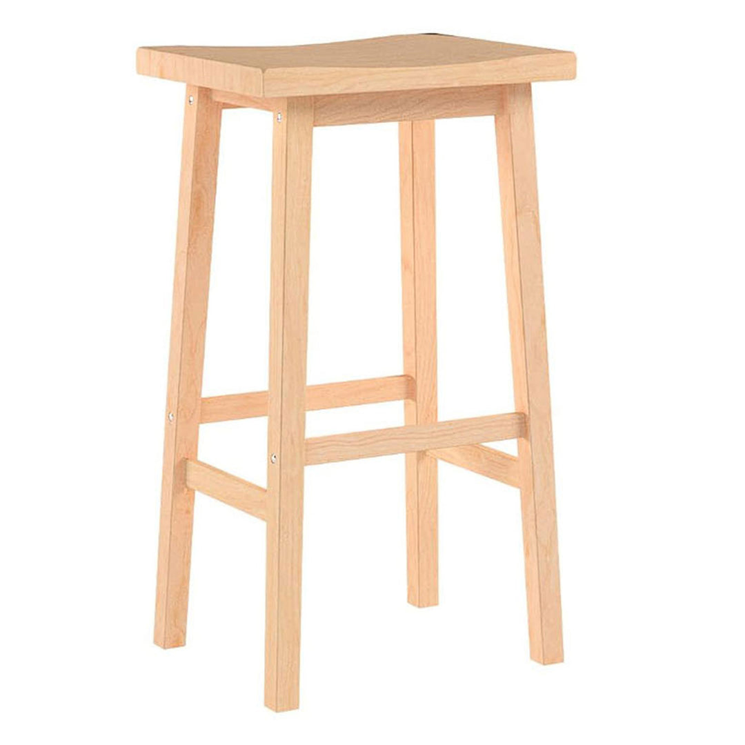 PJ Wood Classic 24 Inch Saddle Seat Kitchen Bar Counter Stool, Natural (5 Pack) - VMInnovations