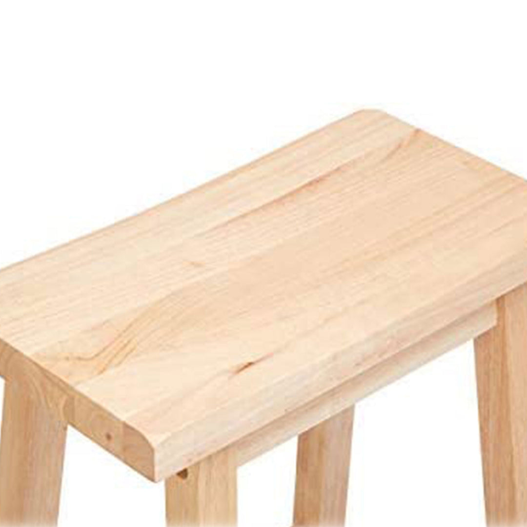 PJ Wood Classic 24 Inch Saddle Seat Kitchen Bar Counter Stool, Natural (5 Pack) - VMInnovations