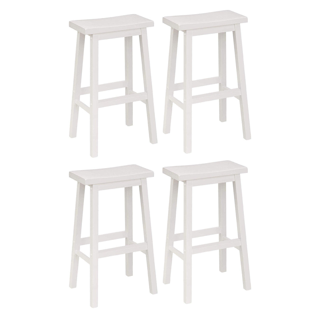 PJ Wood Classic 29 Inch Saddle Seat Kitchen Bar Counter Stool, White (4 Pack) - VMInnovations
