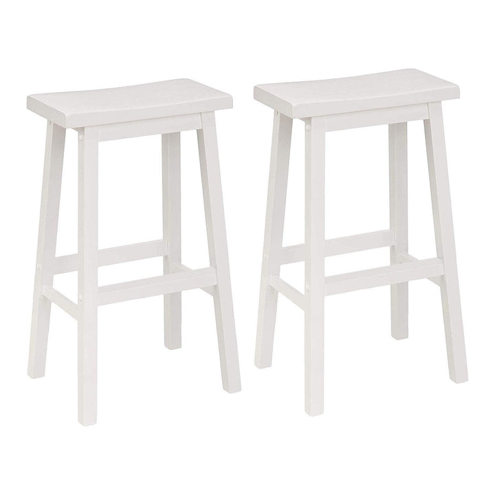 PJ Wood Classic 29 Inch Saddle Seat Kitchen Bar Counter Stool, White (4 Pack) - VMInnovations