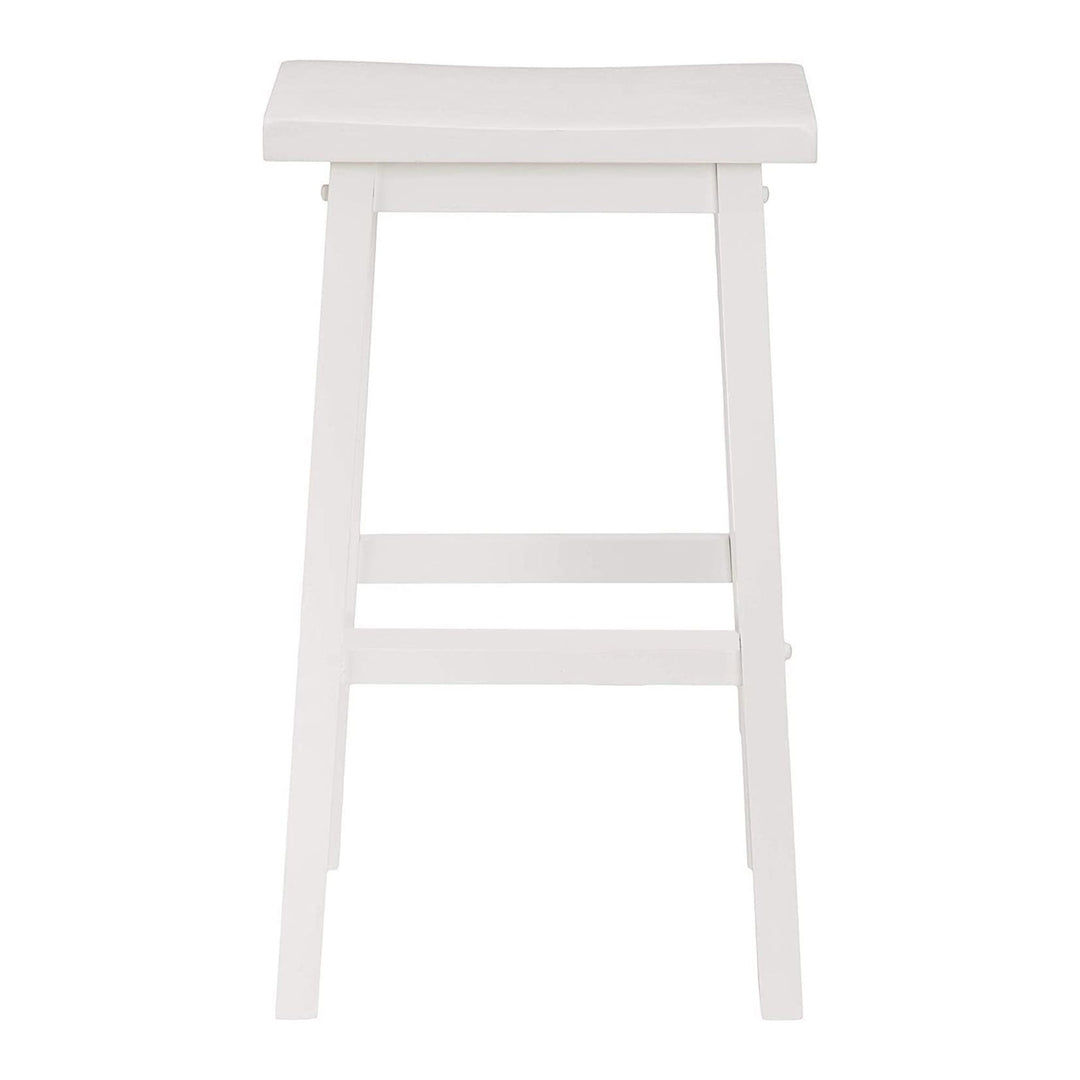 PJ Wood Classic 29 Inch Saddle Seat Kitchen Bar Counter Stool, White (4 Pack) - VMInnovations