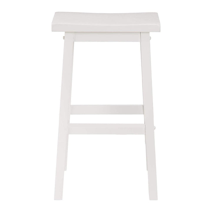 PJ Wood Classic 29 Inch Saddle Seat Kitchen Bar Counter Stool, White (4 Pack) - VMInnovations