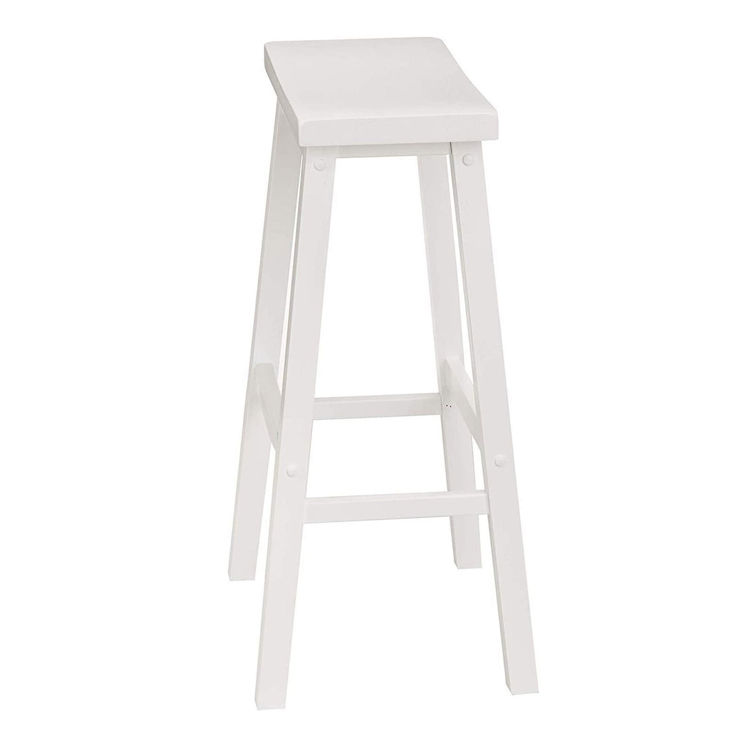 PJ Wood Classic 29 Inch Saddle Seat Kitchen Bar Counter Stool, White (4 Pack) - VMInnovations