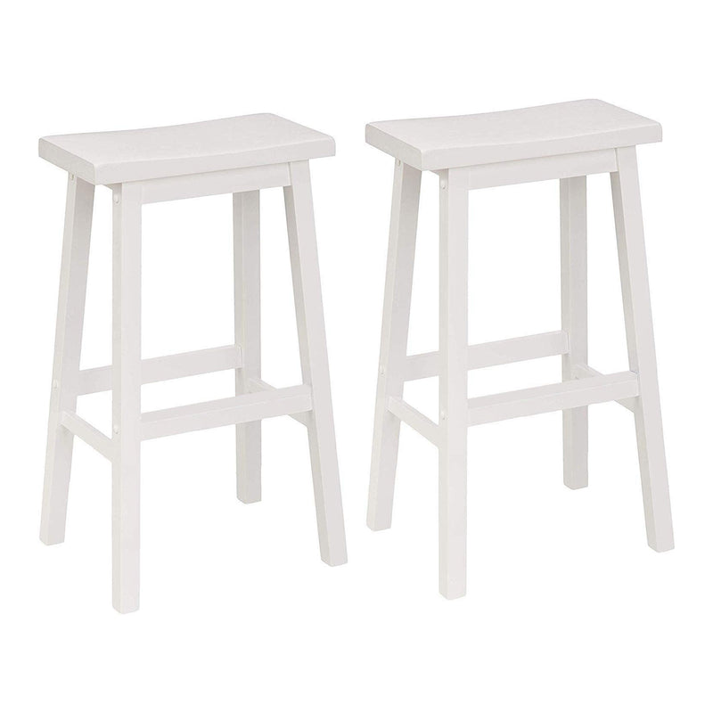 PJ Wood Classic 29 Inch Saddle Seat Kitchen Bar Counter Stool, White (10 Pack)