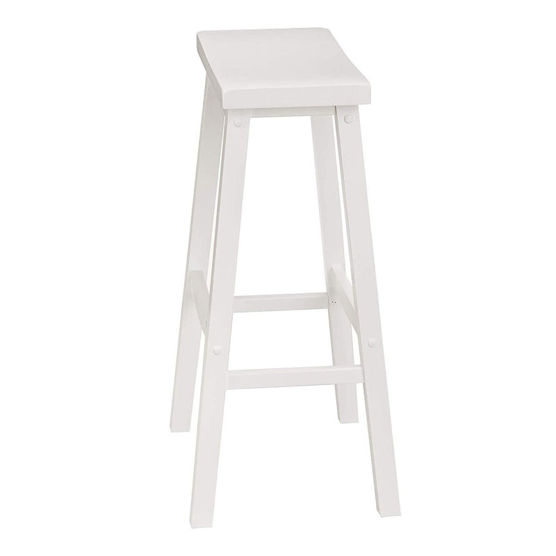 PJ Wood Classic 29 Inch Saddle Seat Kitchen Bar Counter Stool, White (10 Pack)