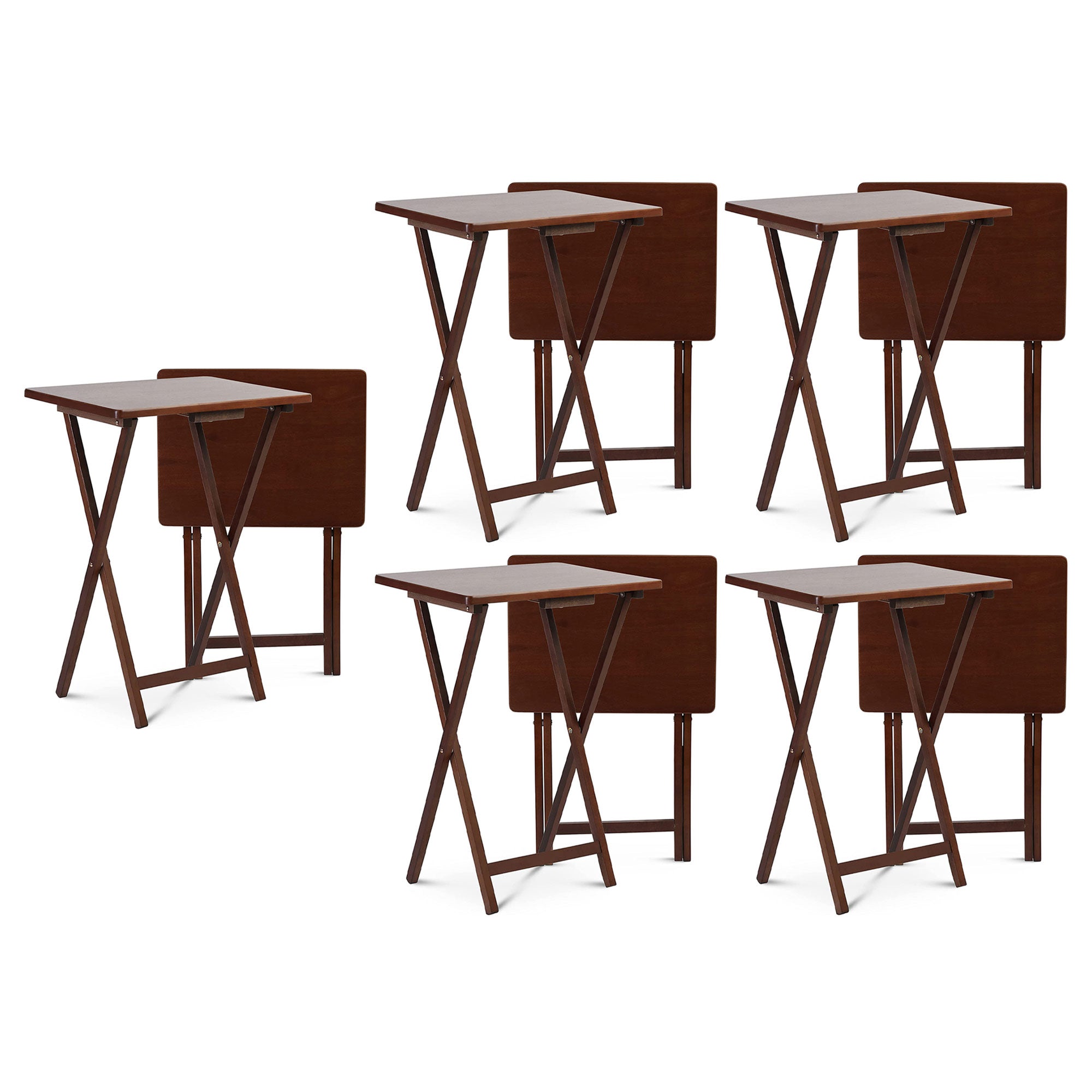 PJ Wood Portable Folding TV Snack Tray Table Desk Stand, Honey Oak (10 Pack) - VMInnovations