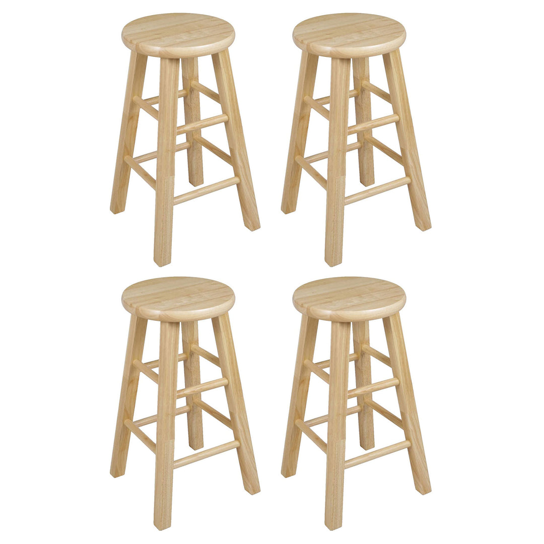 PJ Wood Classic Round Seat 24" Tall Kitchen Counter Stools, Natural (Set of 4) - VMInnovations