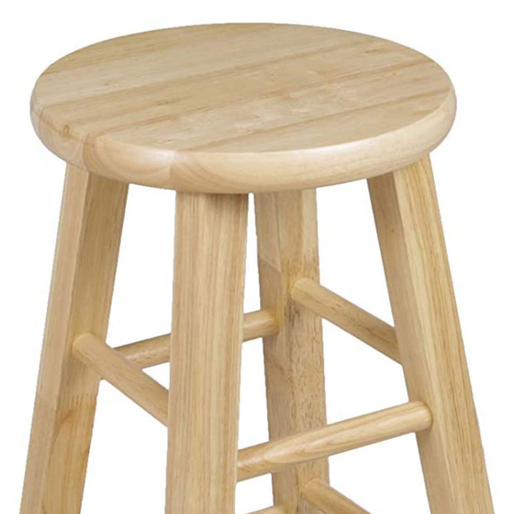 PJ Wood Classic Round Seat 24" Tall Kitchen Counter Stools, Natural (Set of 4) - VMInnovations