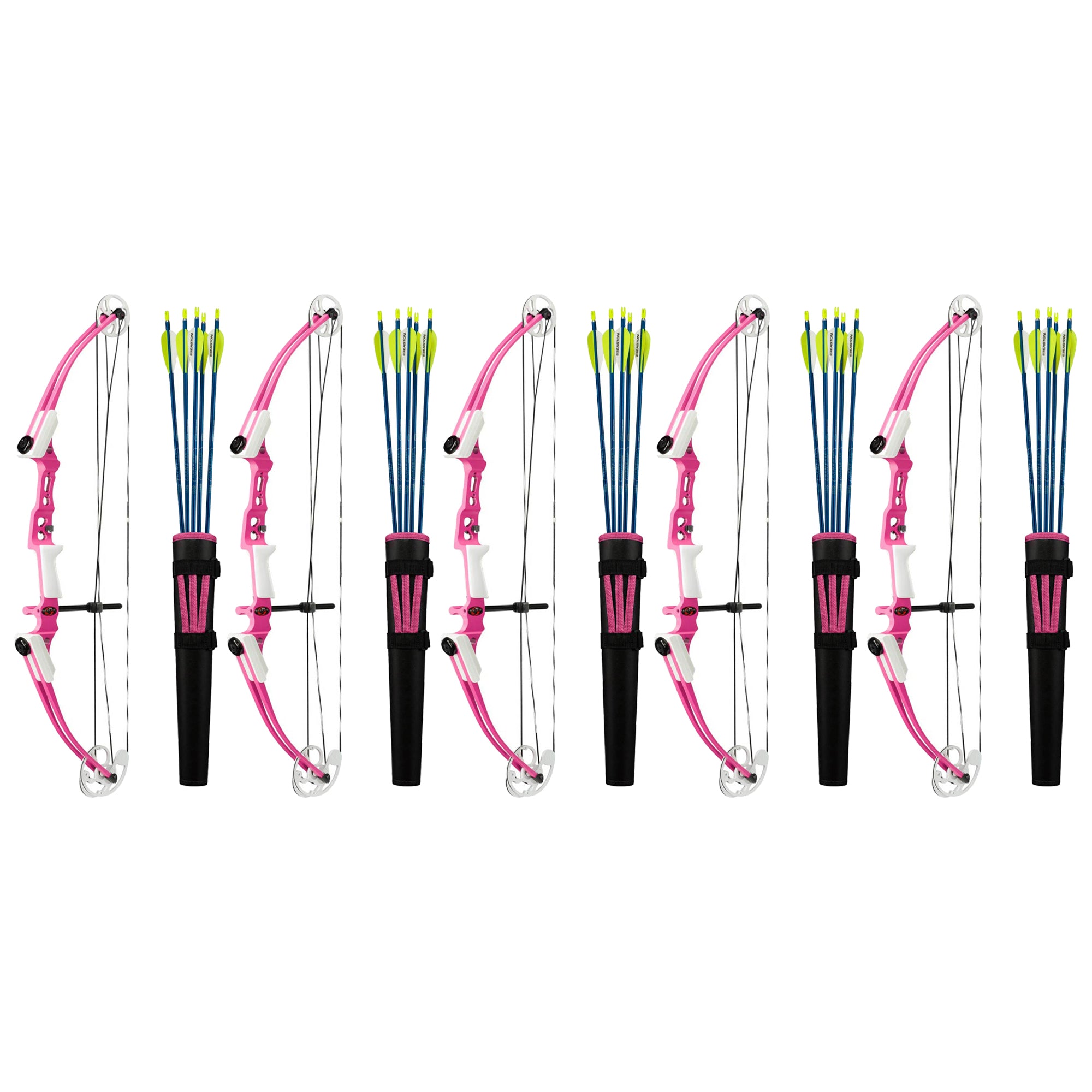 Genesis Archery Mini Right Hand Compound Bow, Arrow & Quiver Set, Pink (5 Pack)