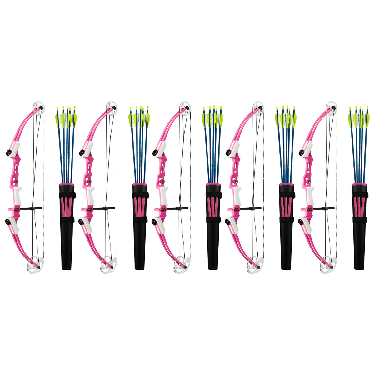 Genesis Archery Mini Right Hand Compound Bow, Arrow & Quiver Set, Pink (5 Pack)