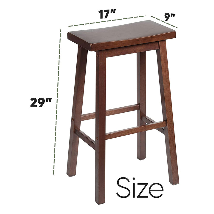 PJ Wood Classic Saddle Seat 29" Tall Kitchen Counter Stools, Walnut (Set of 4) - VMInnovations