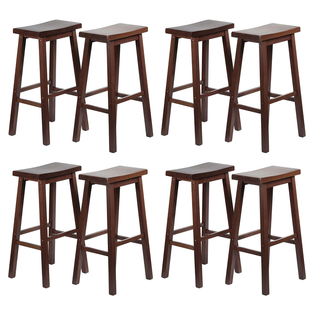 PJ Wood Classic Saddle Seat 29" Tall Kitchen Counter Stools, Walnut (Set of 8) - VMInnovations