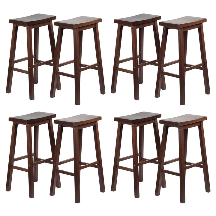 PJ Wood Classic Saddle Seat 29" Tall Kitchen Counter Stools, Walnut (Set of 8) - VMInnovations