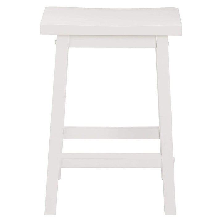 PJ Wood Classic Saddle Seat 24 Inch Tall Kitchen Counter Stools, White (4 Pack) - VMInnovations