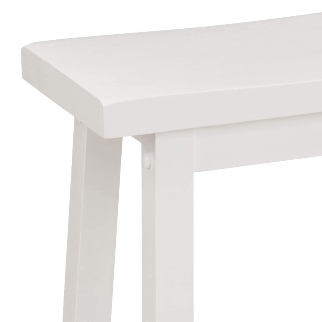 PJ Wood Classic Saddle Seat 24 Inch Tall Kitchen Counter Stools, White (6 Pack) - VMInnovations