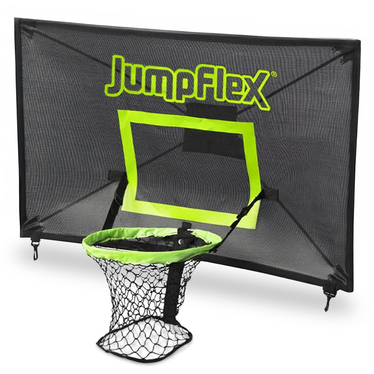 Jumpflex MEGA 14' Trampoline, Outdoor Playset with PROJAM Basketball Hoop, Black