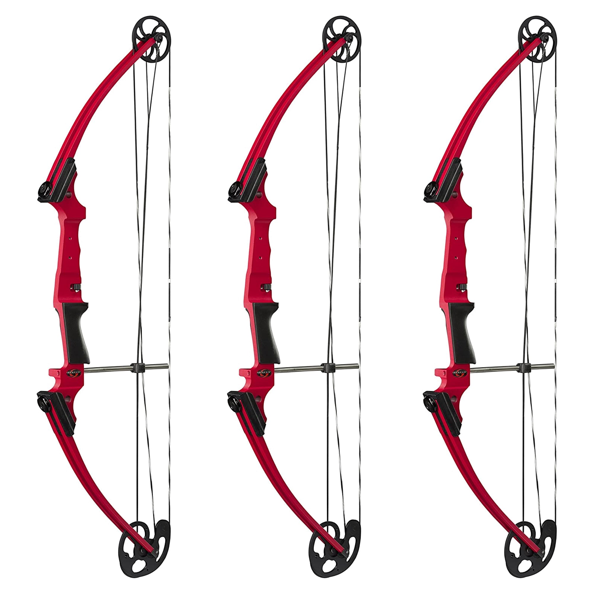 Genesis Archery Compound Bow Adjustable Sizing for Right Handed, Red (3 Pack)