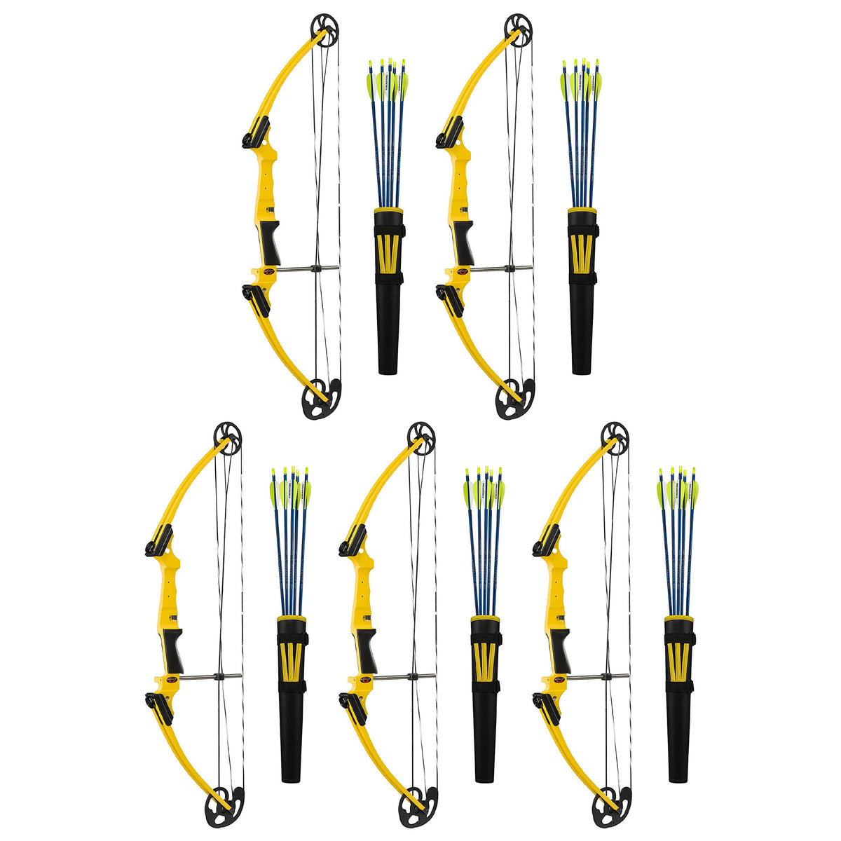 Genesis Archery Original Left Handed Compound Bow Archery Kit, Yellow (5 Pack)